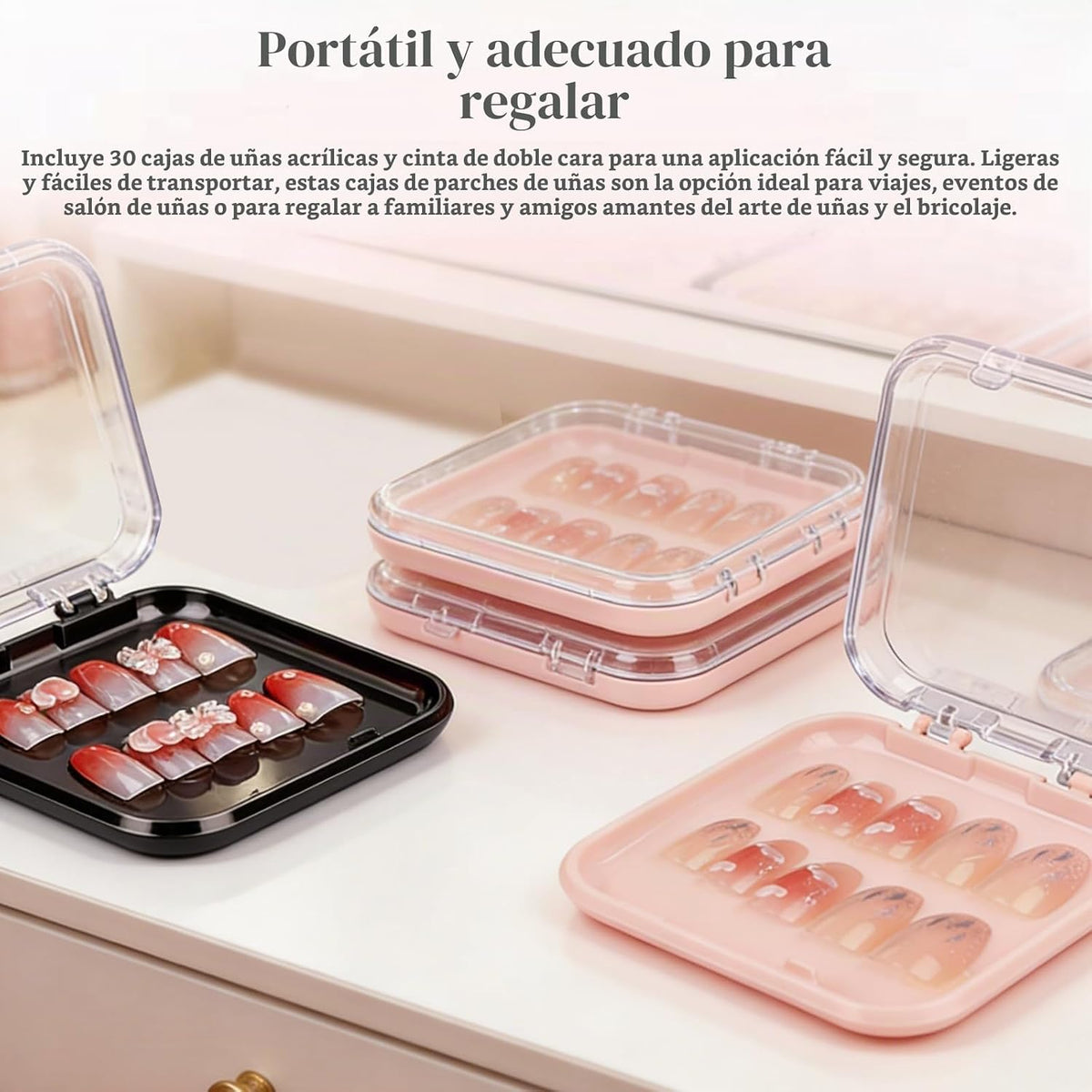 YOSMAKIY 30 cajas de embalaje de uñas a presión, juego de cajas de...