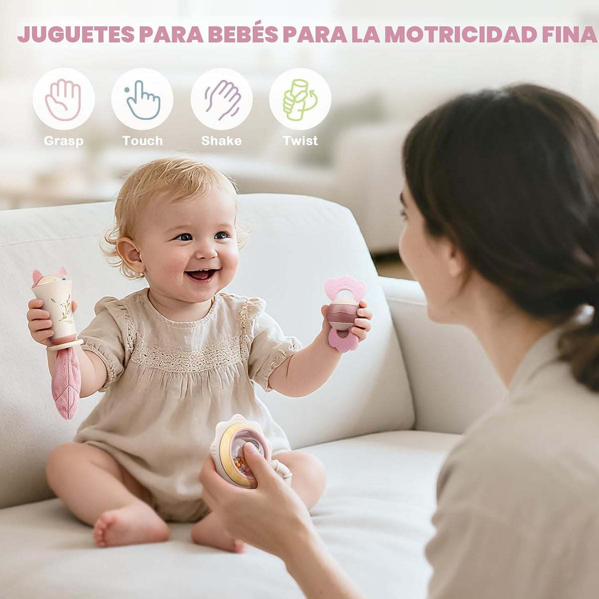 Juguetes para bebés 0-6 meses, sonajeros para bebés, juguetes de de...