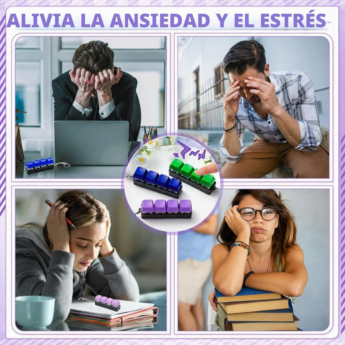 Halloscume 4 piezas de teclado para adultos, juguete para ansiedad...