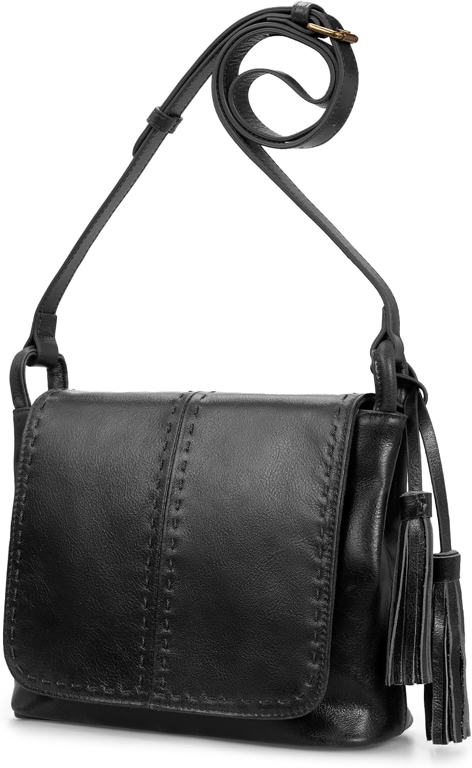 befen Bolso cruzado de cuero vintage para mujer, bolso de cuero gen...