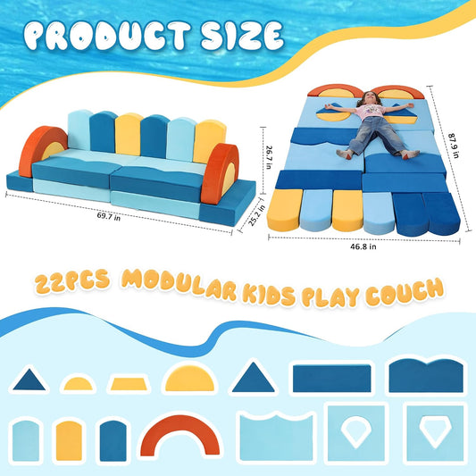 Erament Sofá de Juego Modular para Niños de 22 Piezas para Niños Pe...
