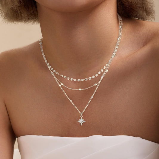 XIXINI Collares en capas para mujer, collar de oro delicado chapado...