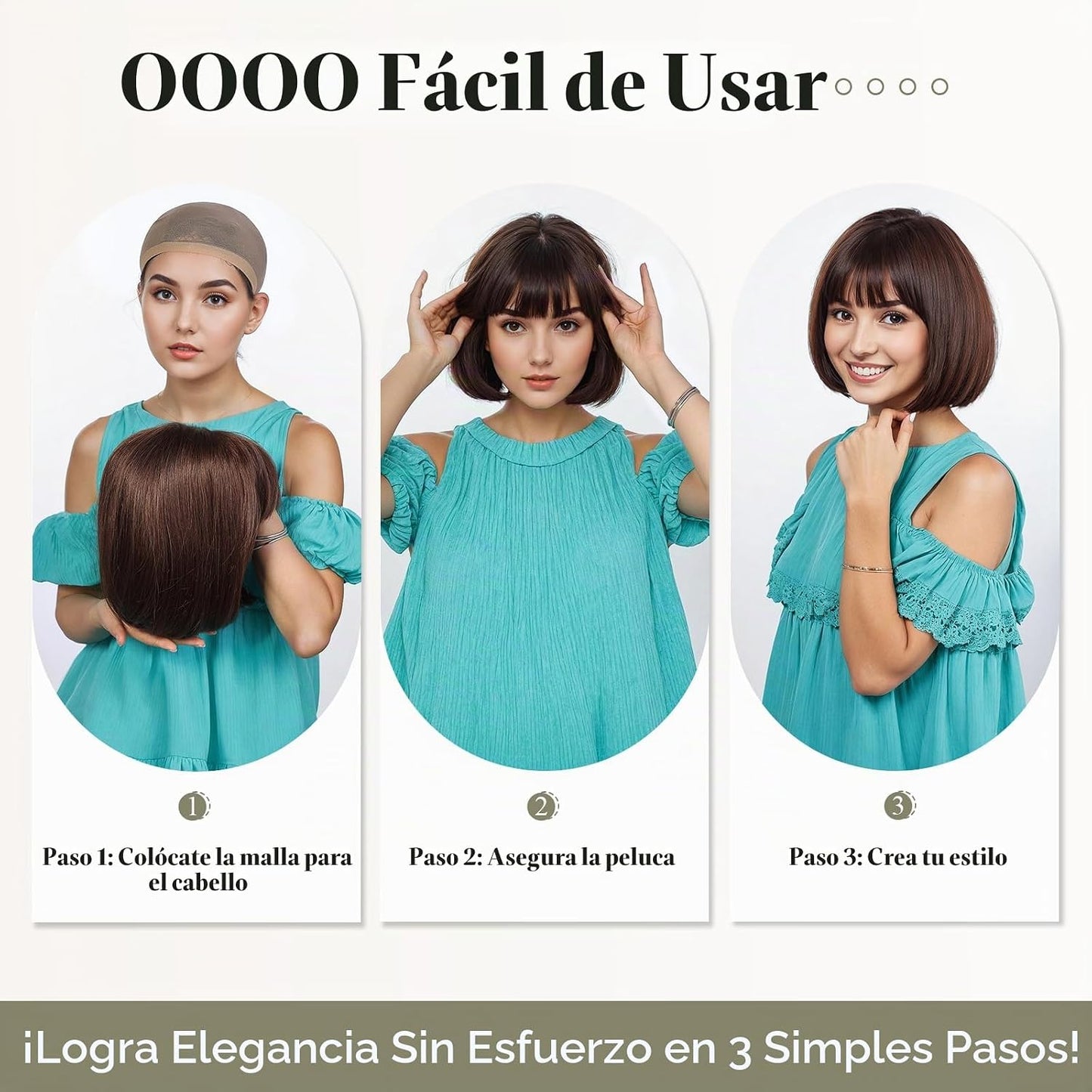RSY Peluca de mezcla de cabello humano estilo Bob, pelucas de fibra...