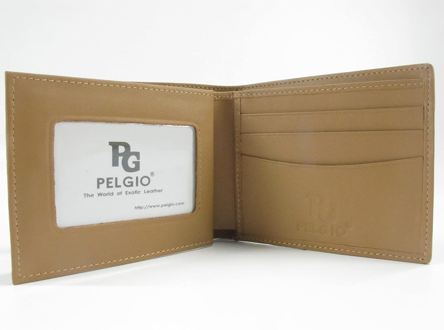 Pelgio Cartera plegable de cuero de piel de Shagreen pulido genuino...