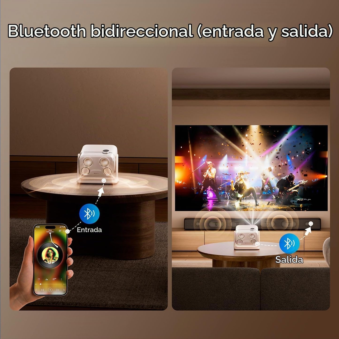 Aurzen BOOM Mini Google TV Proyector inteligente para exteriores co...