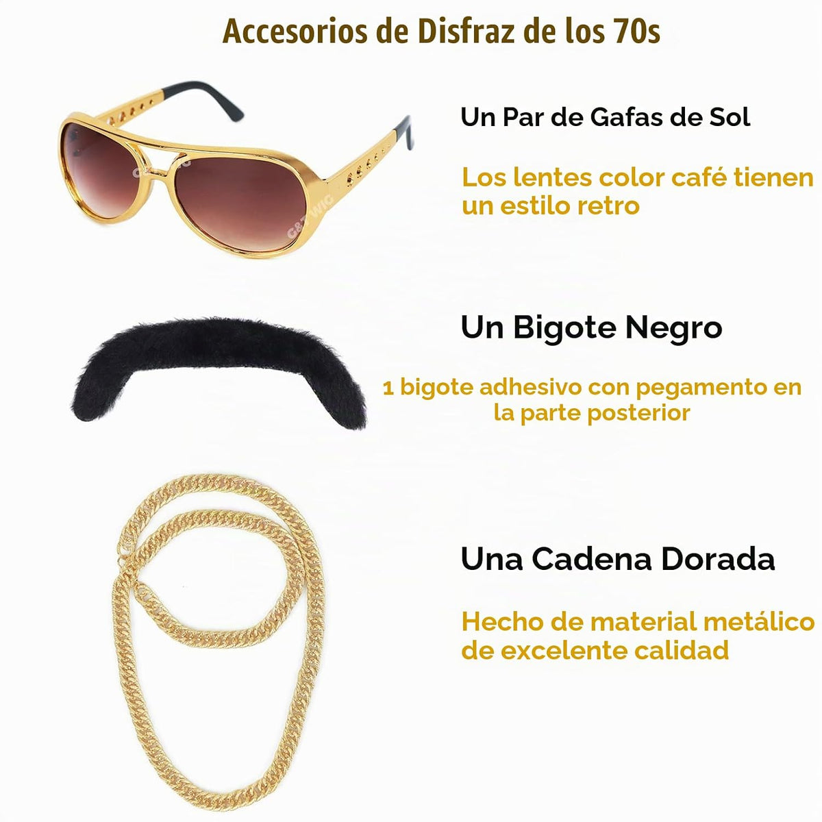 G&T Wig Peluca afro de los años 70 para hombre, disfraz de disc...