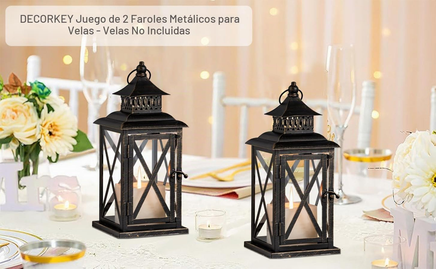 DECORKEY Faroles decorativos para interiores y exteriores, paquete...