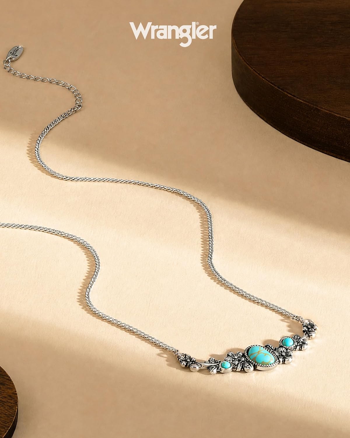 Collar turquesa con piedra floral Wrangler, joyería turquesa para m...