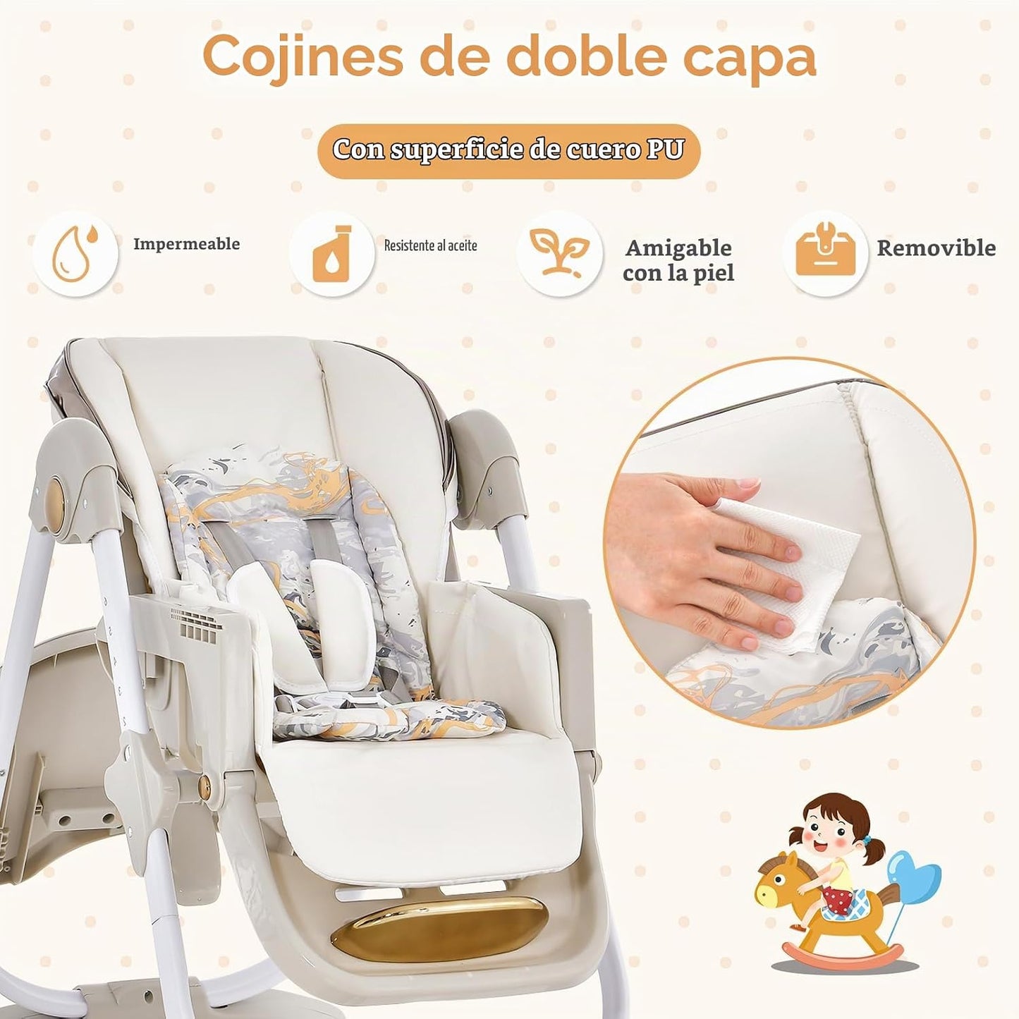 BABY JOY Silla alta, silla alta plegable para bebé con altura ajust...