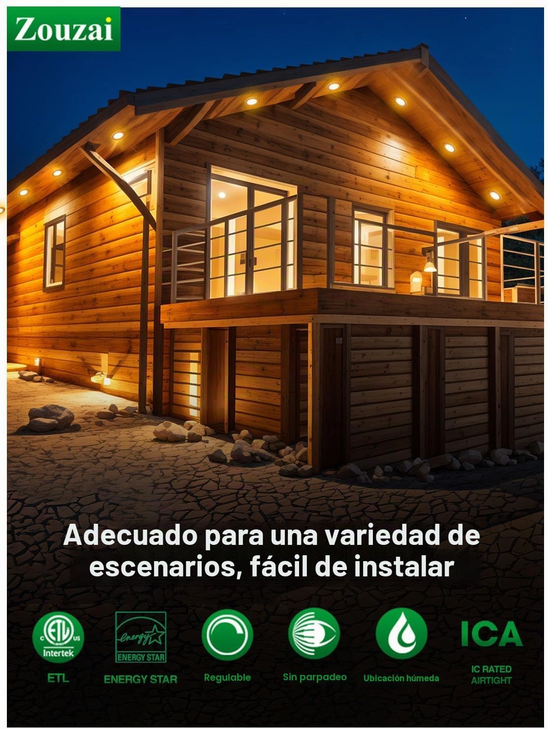zouzai Paquete de 12 luces LED empotrables ultrafinas de 6 pulgadas...
