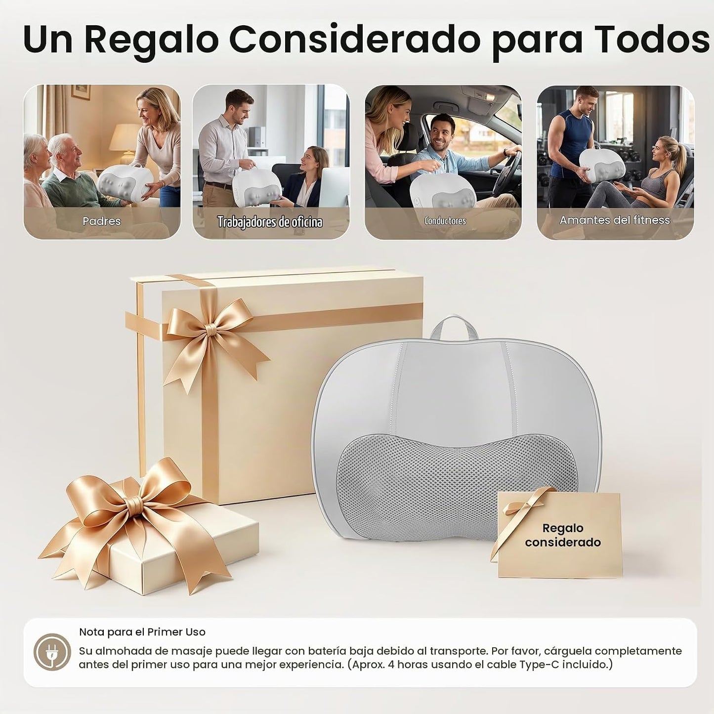 Masajeador multifuncional de cuello y espalda con calor, almohada m...