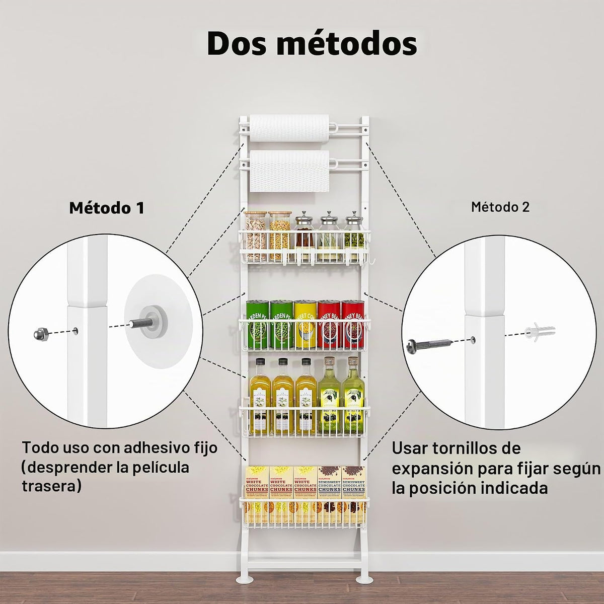BUKFEN Estante esquinero delgado de 6 niveles, estante para especia...