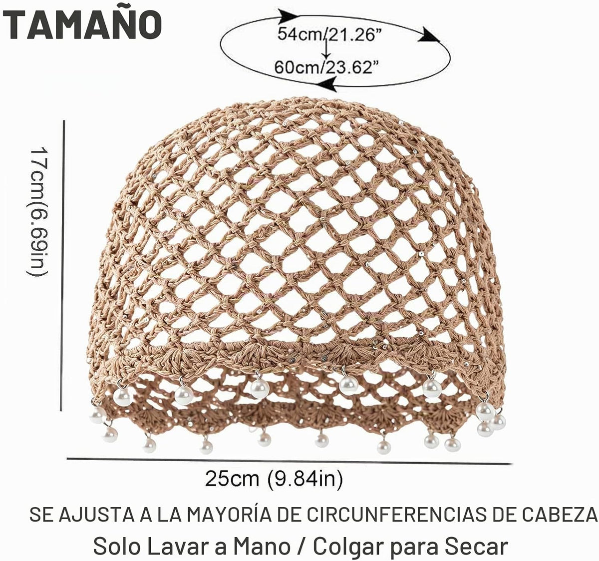 Qkxbxk Gorro de punto hueco con lentejuelas y perlas para mujer, es...