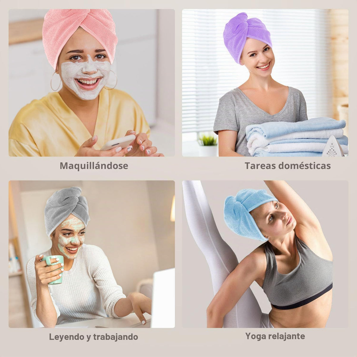 AIDEA - Toalla para el cabello, paquete de 5 toallas absorbentes de...