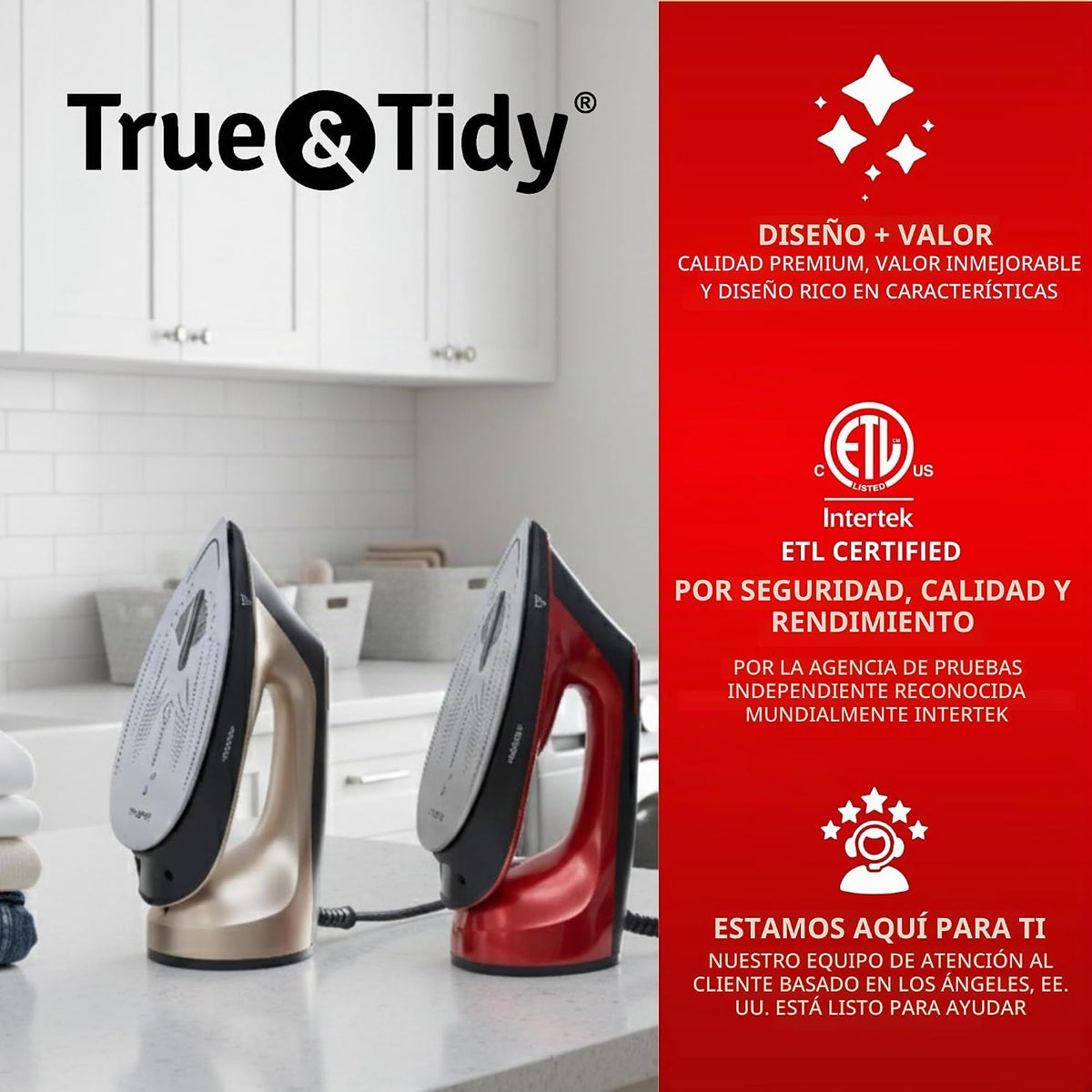True & Tidy DuoPress XL 2 en 1 vaporizador y plancha para ropa,...