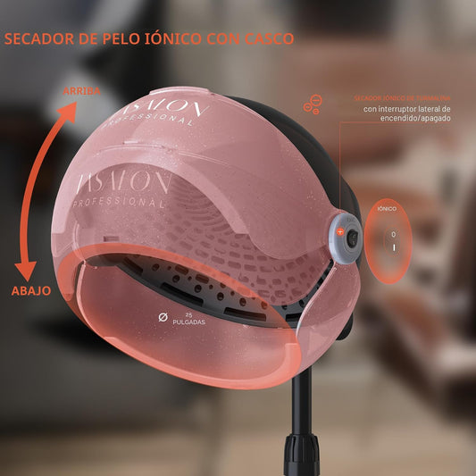 TASALON Ionic - Secador de pelo con capucha, 1875 W, color rosa | S...