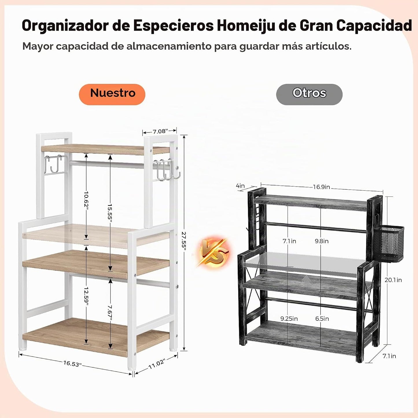 Organizador de encimera de cocina, organizador de estante de especi...