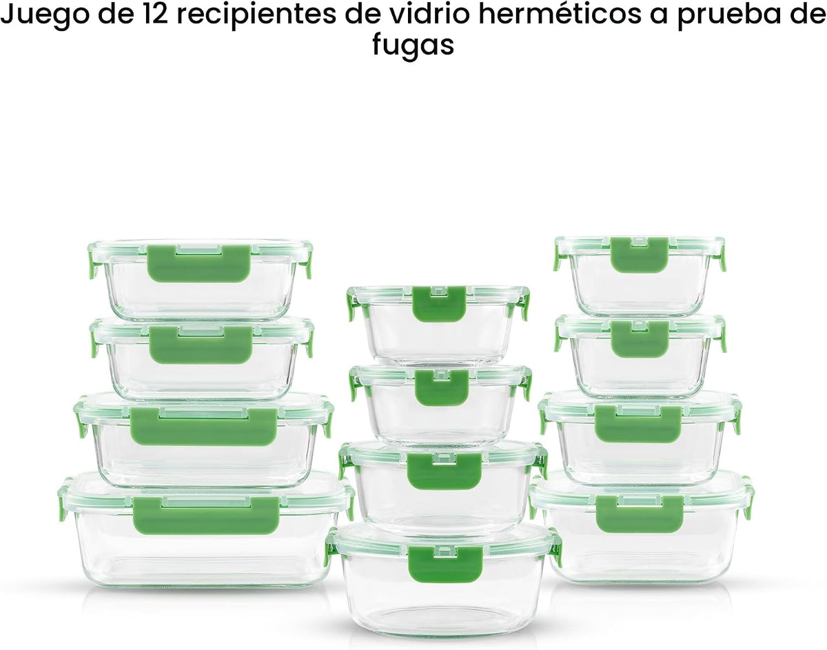 JoyJolt 24 recipientes de almacenamiento de vidrio de borosilicato...