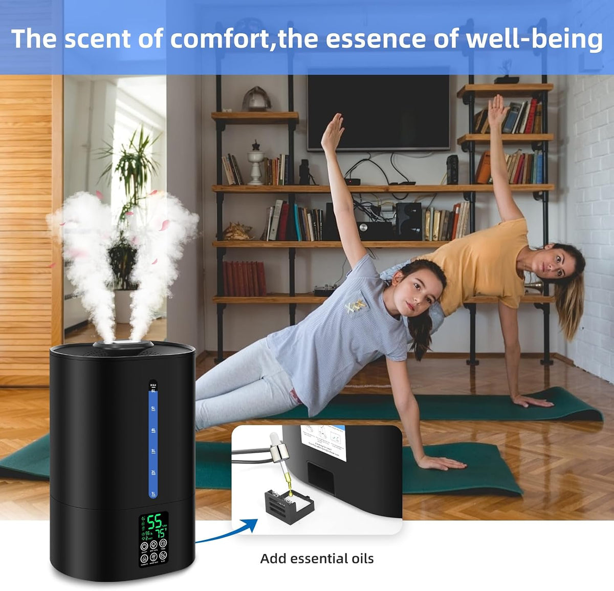 Coolfiqu Humidificadores de niebla cálida y fría de 6L para dormito...