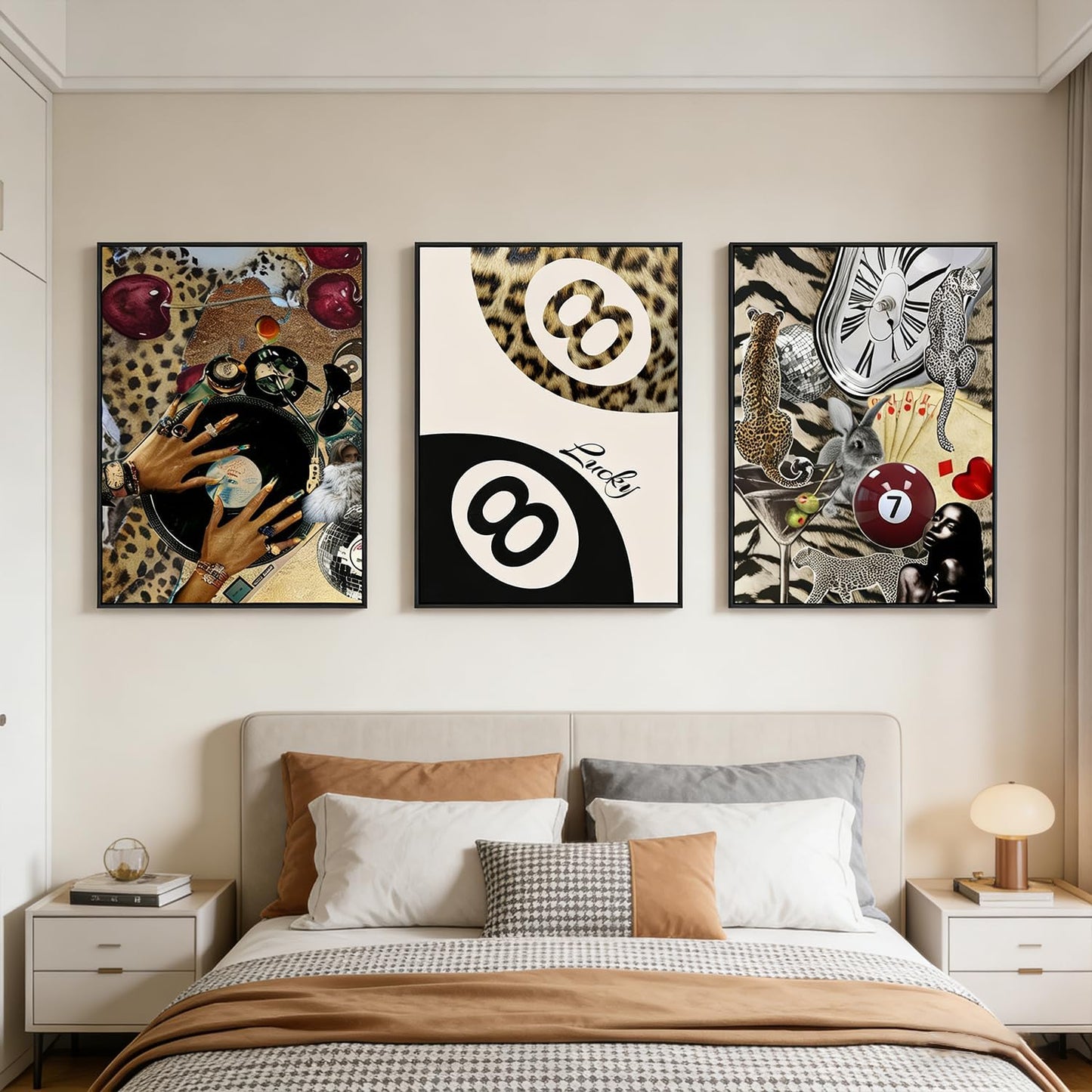 3 piezas de lienzo de guepardo a la moda, pintura de leopardo, deco...