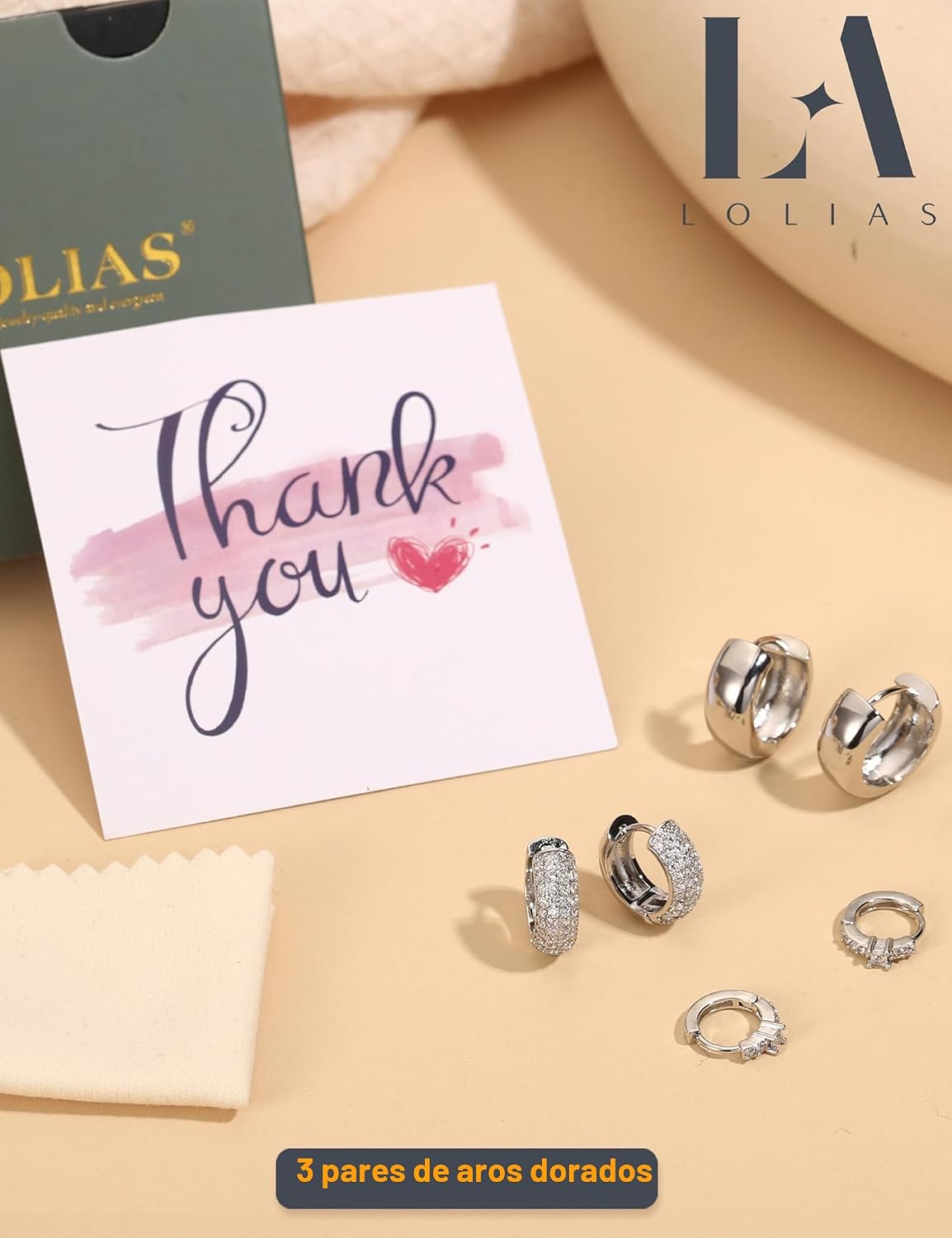 LOLIAS Pequeños aretes de aro gruesos chapados en oro de 14K para m...