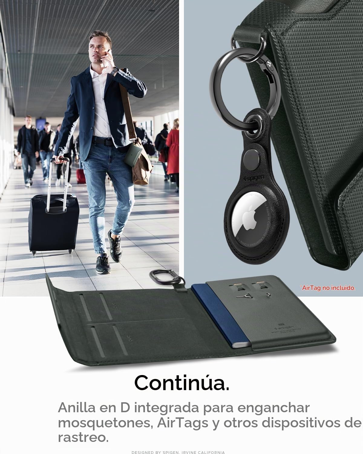 Spigen Life para pasaporte Funda para tarjeta con tecnología de blo...