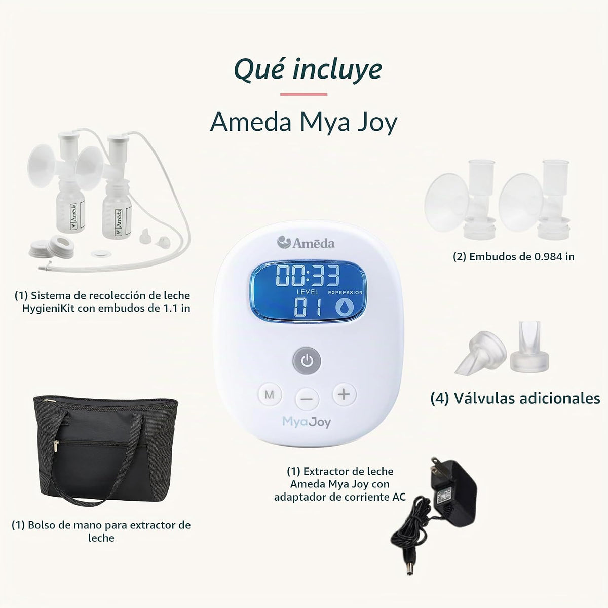 Ameda MYA Joy Extractor de leche eléctrico doble portátil + extract...