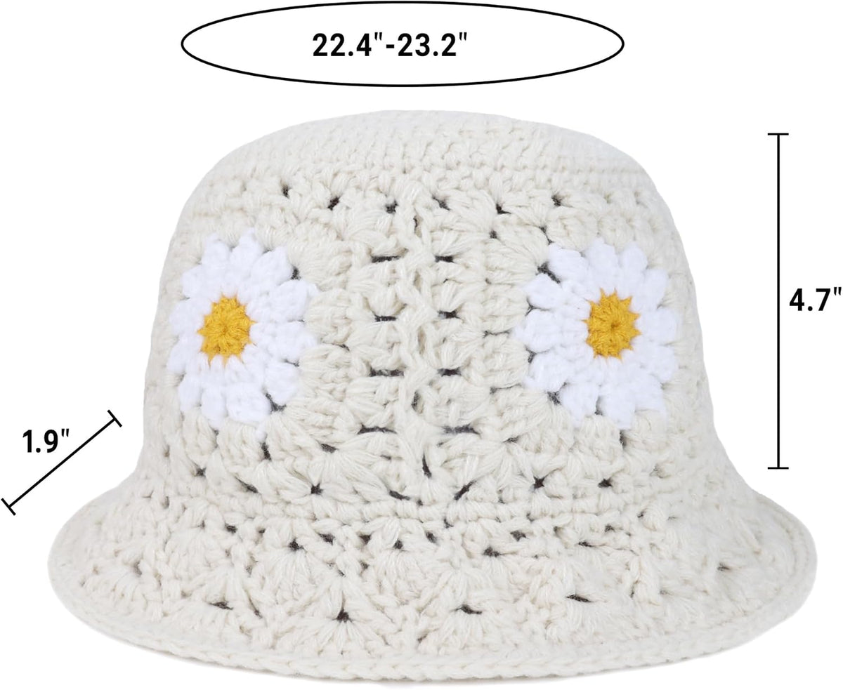 Sombrero de pescador de punto plegable para mujer, diseño de margar...