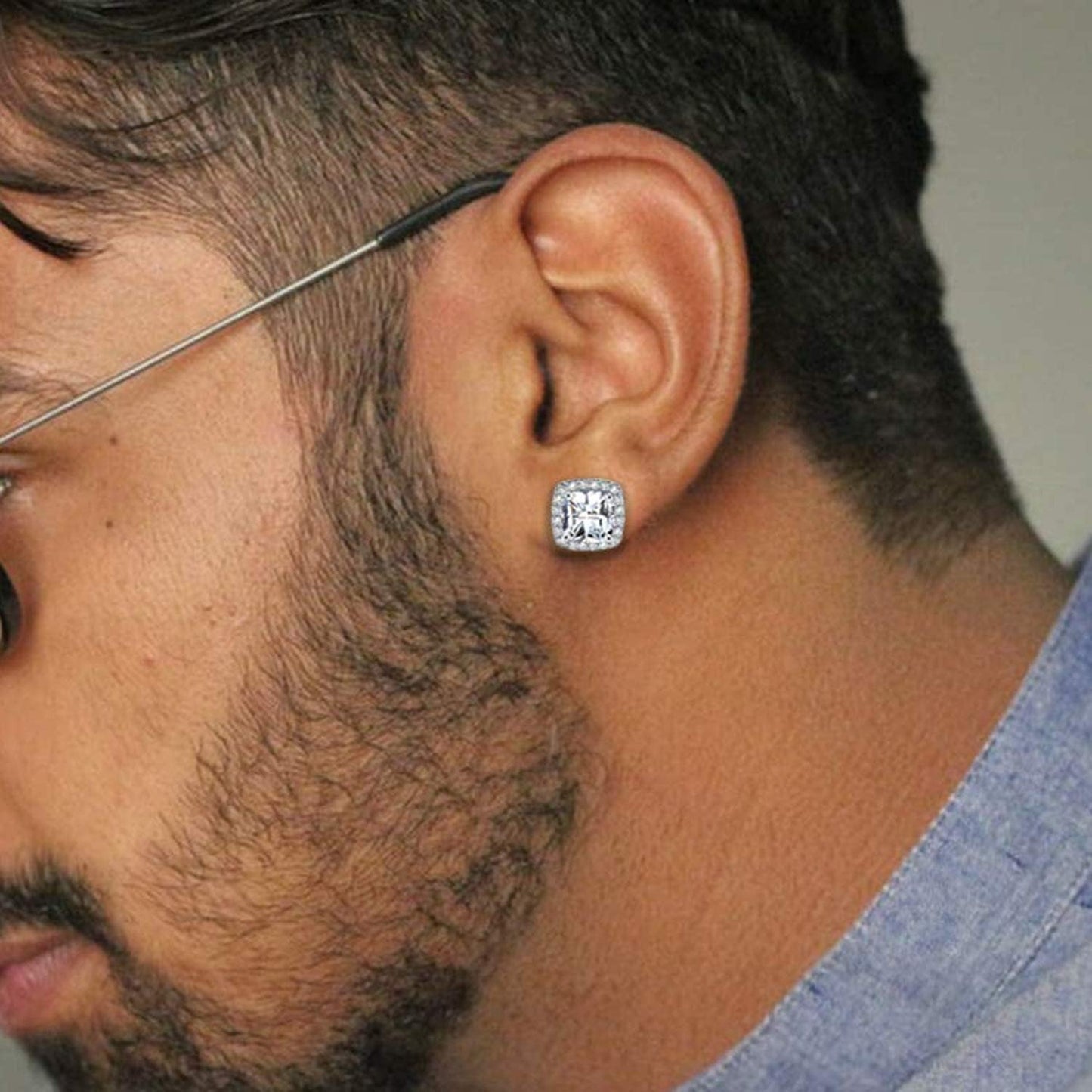 2 pares de aretes tipo dormilona redondos, cuadrados, con circonita...