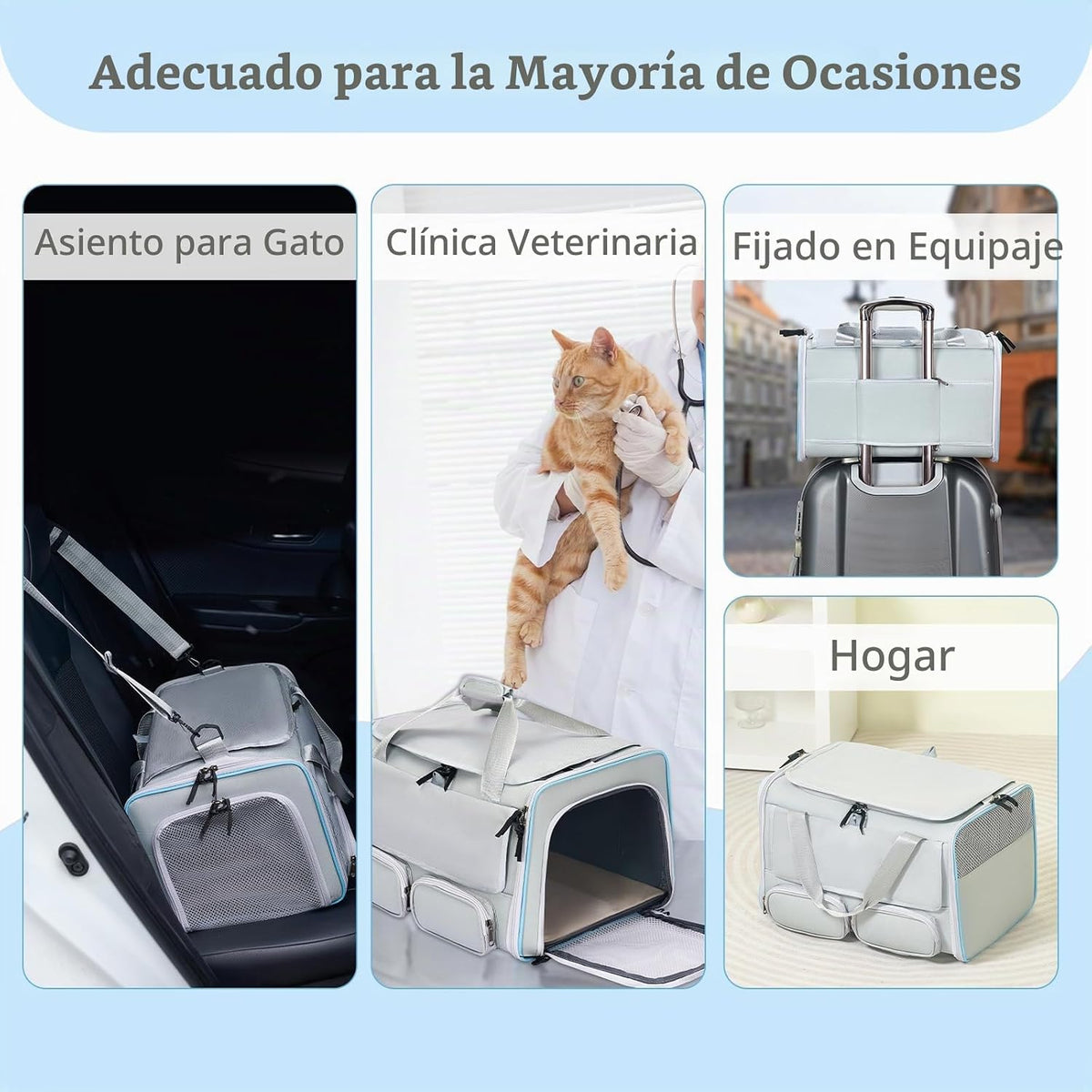 Transportador de gatos y perros para mascotas de hasta 15 libras, t...