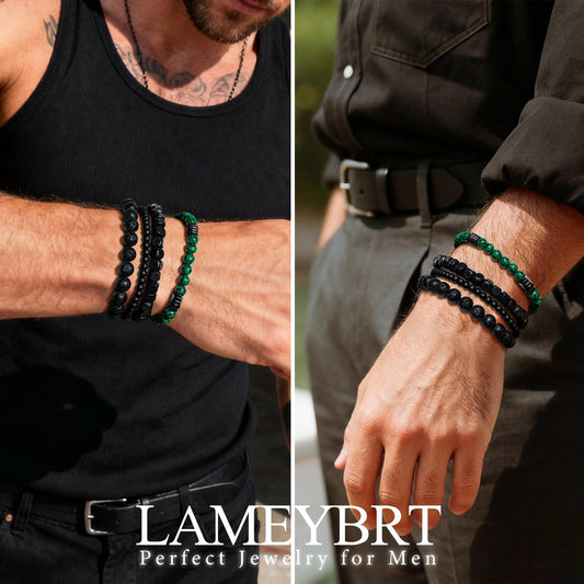Lameybrt Juego de Pulseras para Hombre Multi - Ojo de Tigre\/Ágata...