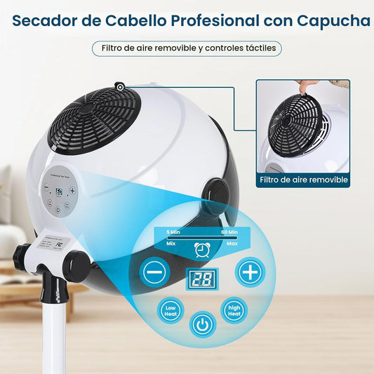 Secador de pelo con capucha, secador de campana profesional sobre r...