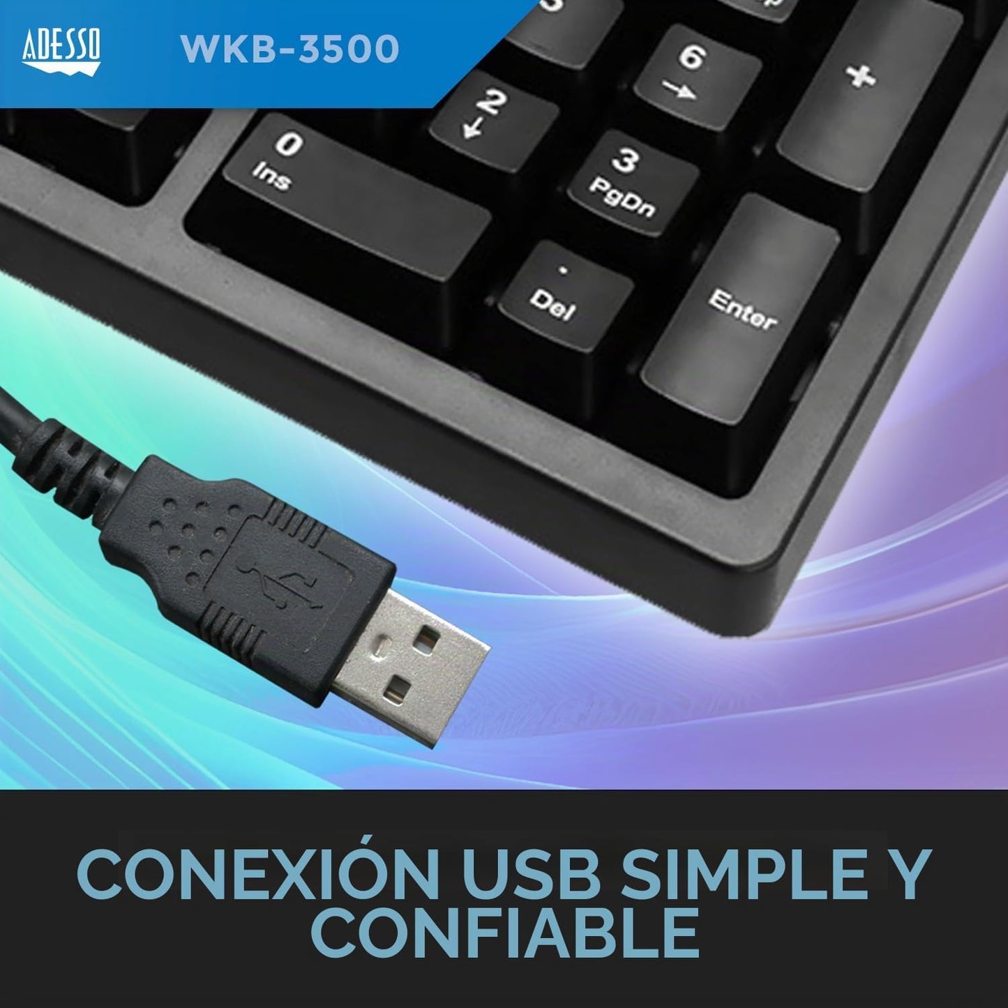 Adesso Teclado ergonómico inalámbrico 2 en 1, WKB-3500UB, negro | E...