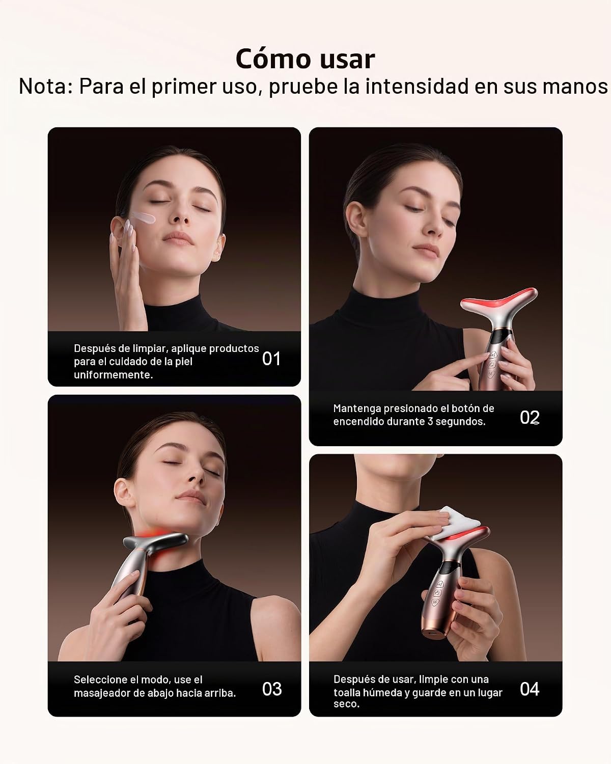 Pedete Masajeador facial, terapia de luz roja de 7 colores para car...