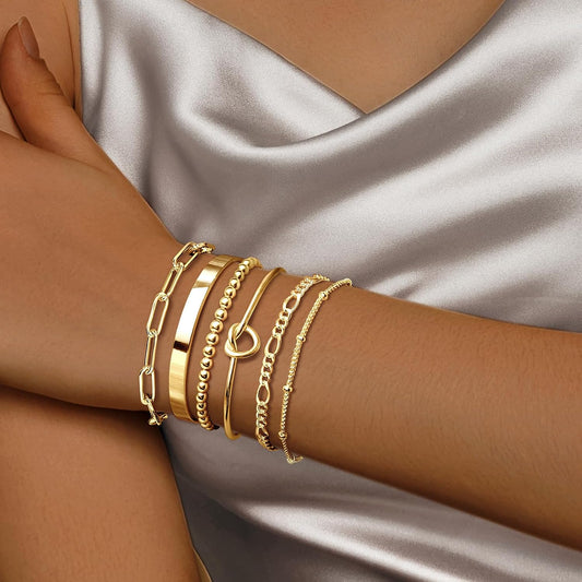 HERIER Pulseras de oro para mujer, pulsera chapada en oro de 18 qui...