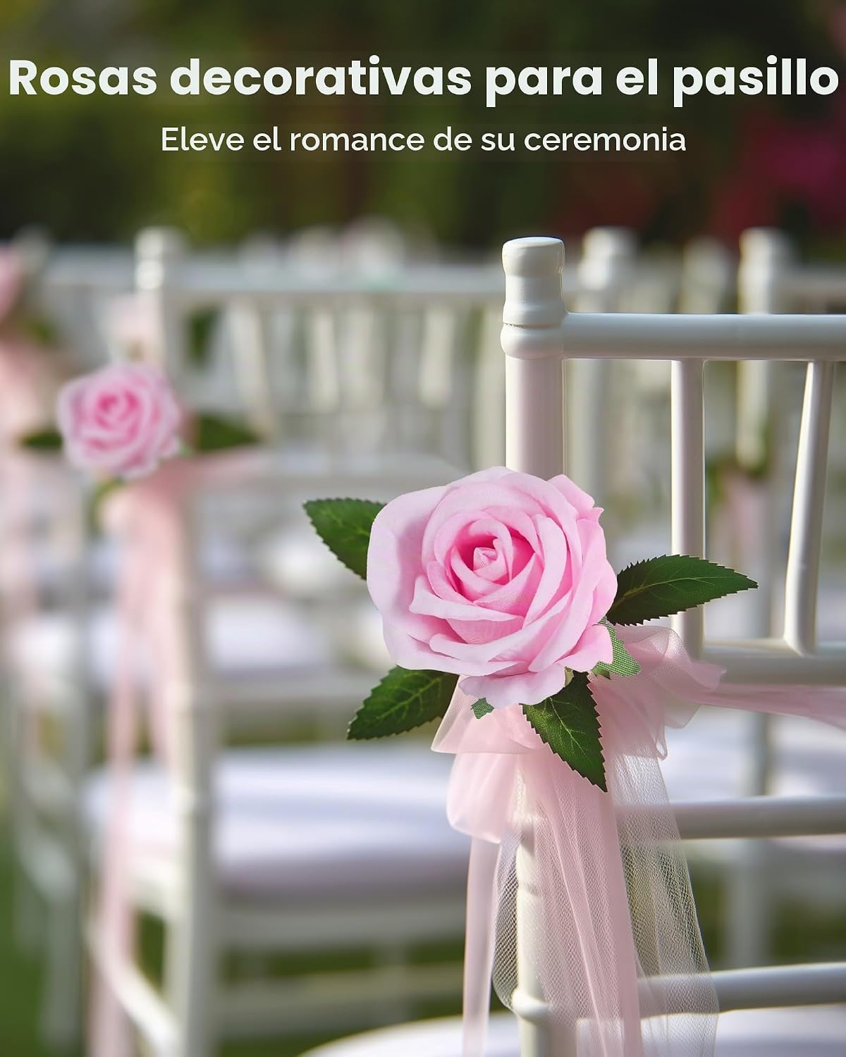 InnoGear 50 unidades de rosas rosa artificiales, flores artificiale...