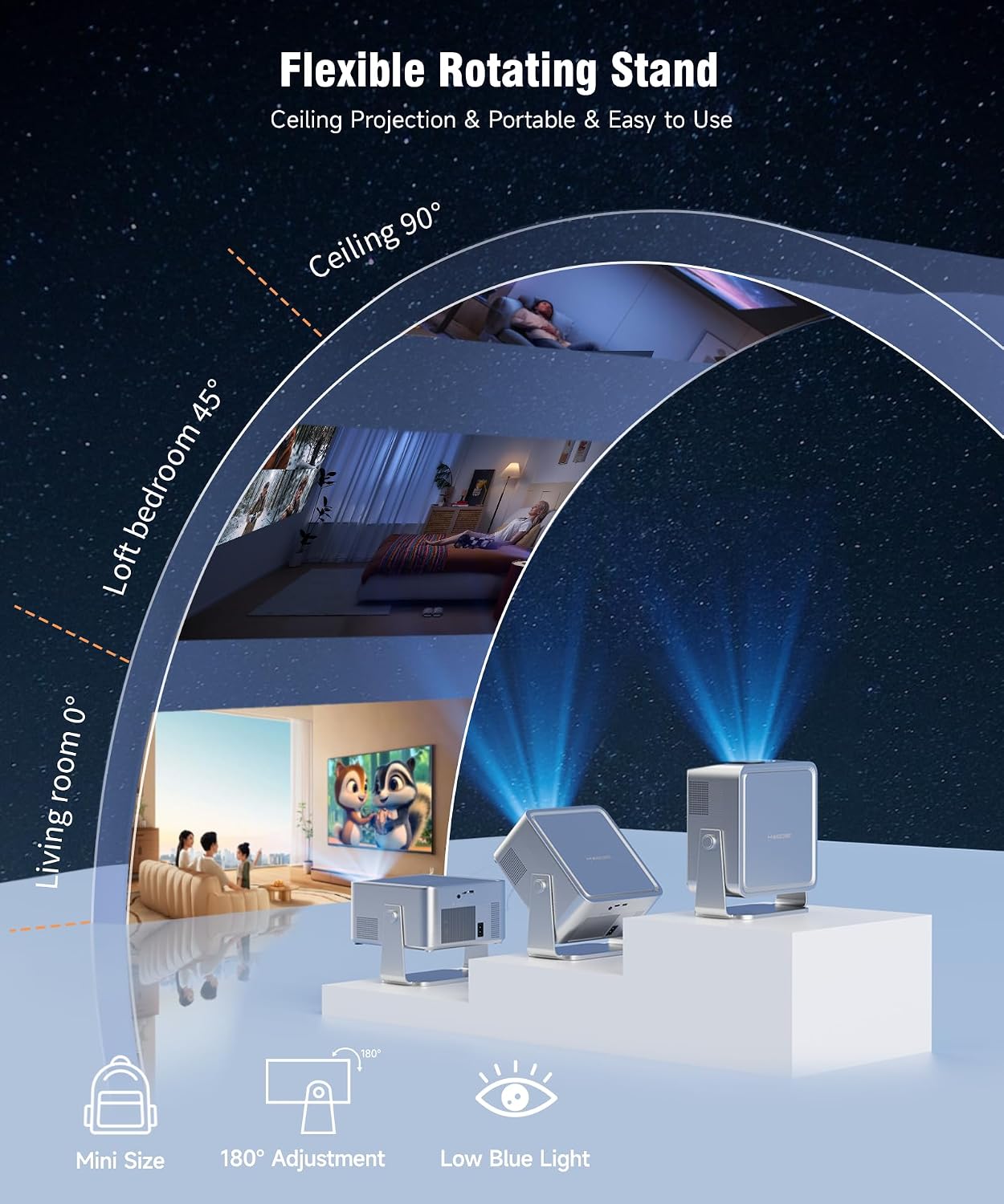 Proyector inteligente Magcubic 4K con WiFi y Bluetooth, 800 ANSI na...
