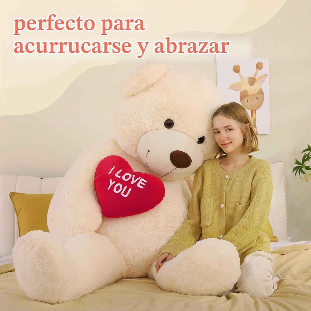 BENINY Oso de peluche gigante de corazón rojo de 6 pies, oso de pel...