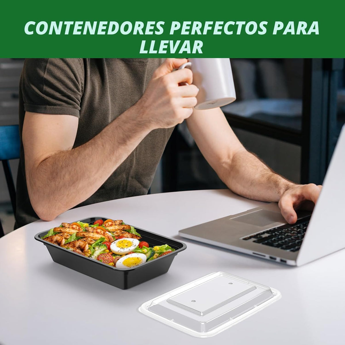 Paquete de 50 (100 piezas) Recipientes para Preparación de Comidas...