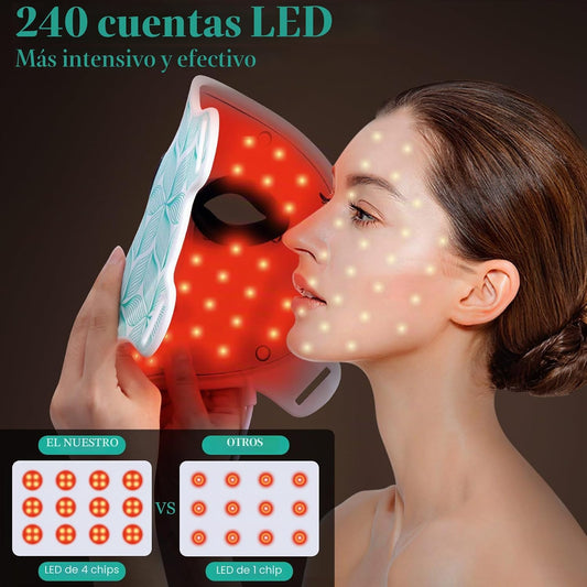biuufish Terapia de luz roja para cara, 8 colores LED máscara facia...
