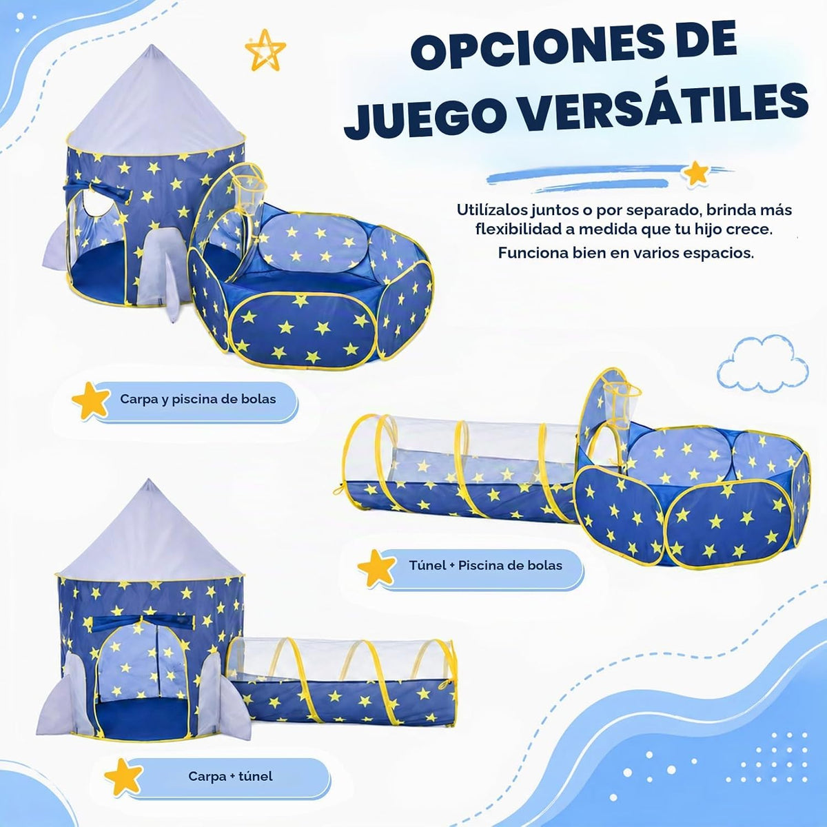 PigPigPen Tienda de campaña de 3 piezas para niños con hoyo de bola...