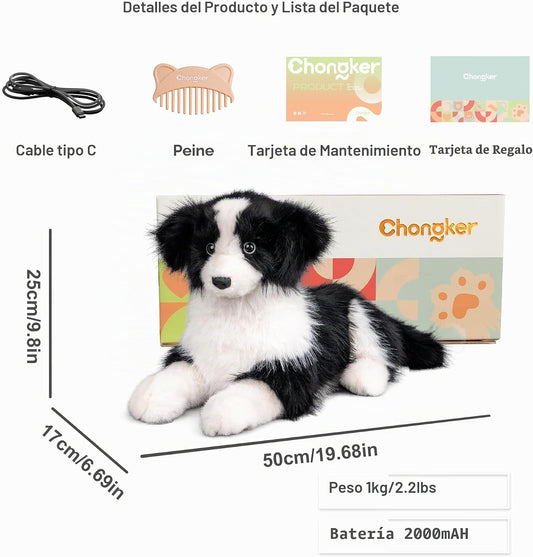 Chongker Perro robot de compañía interactivo, animales de peluche c...