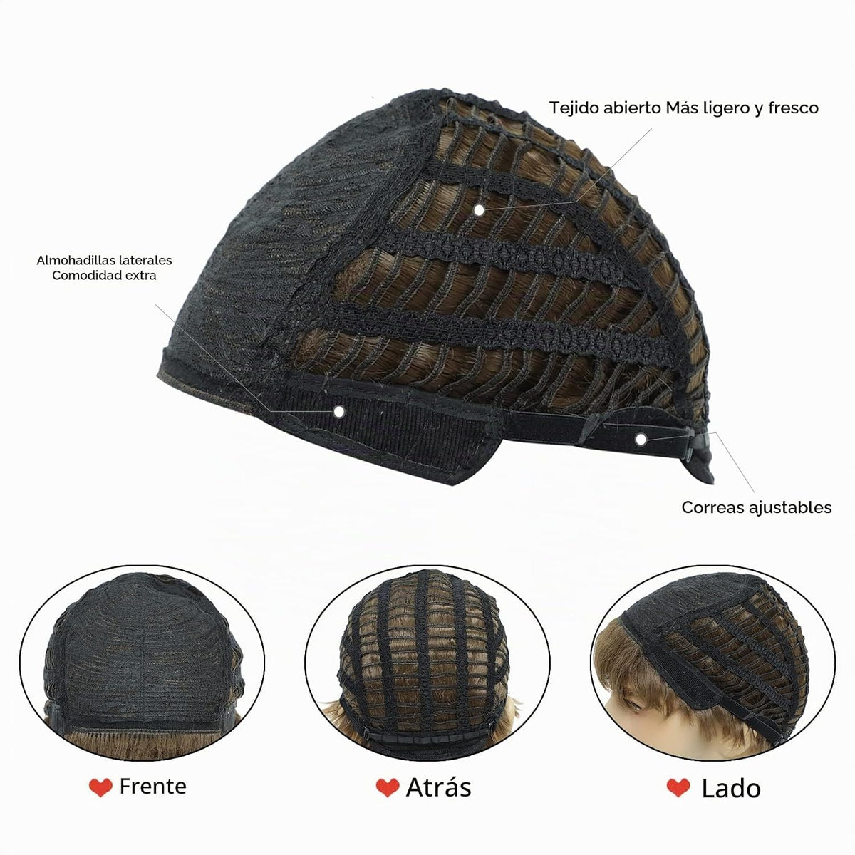 BCHR Peluca marrón para hombre, pelucas cortas para hombre, pelucas...