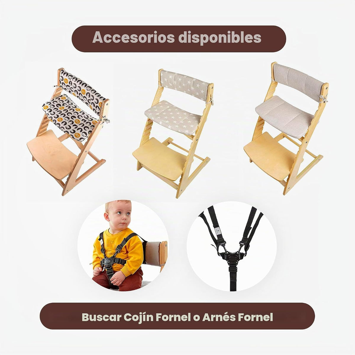 FORNEL Silla alta ajustable en acabado de nogal oscuro, la silla Fo...