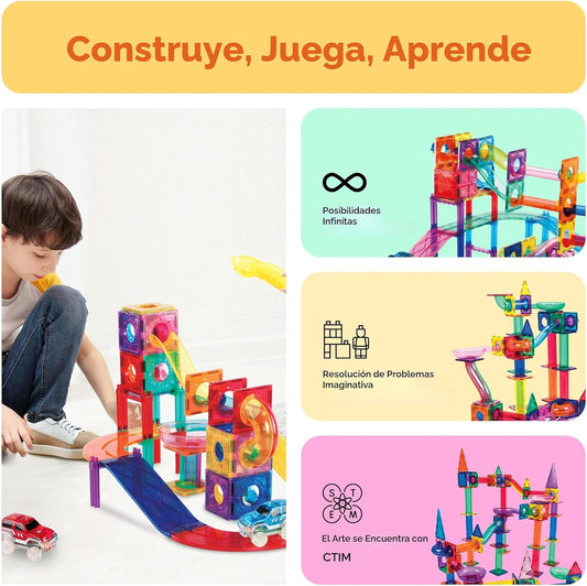 PicassoTiles PTG108 - Juego de 108 piezas de carreras con azulejos...
