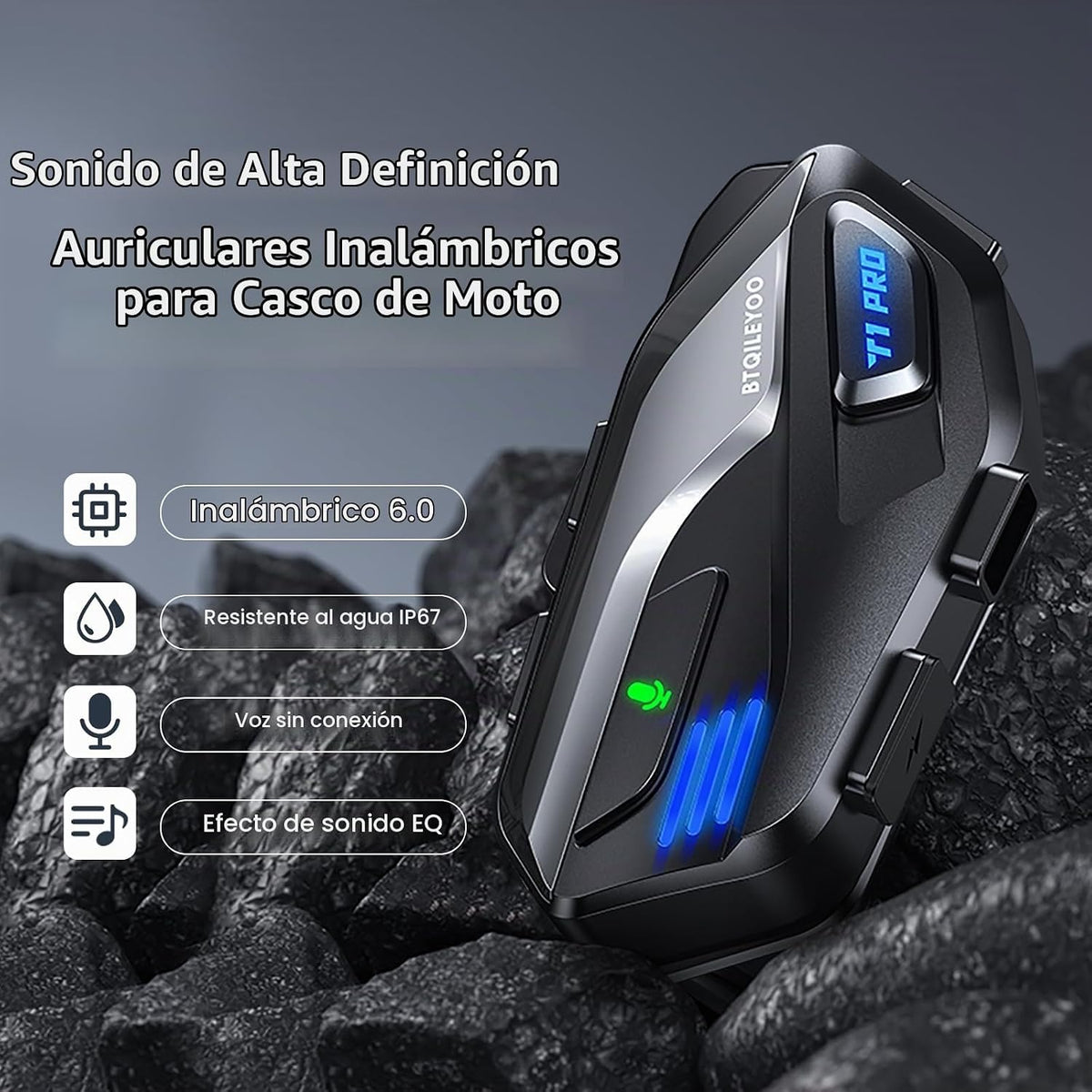BTQILEYOO - Auriculares Bluetooth para motocicleta, T1PRO Bluetooth...