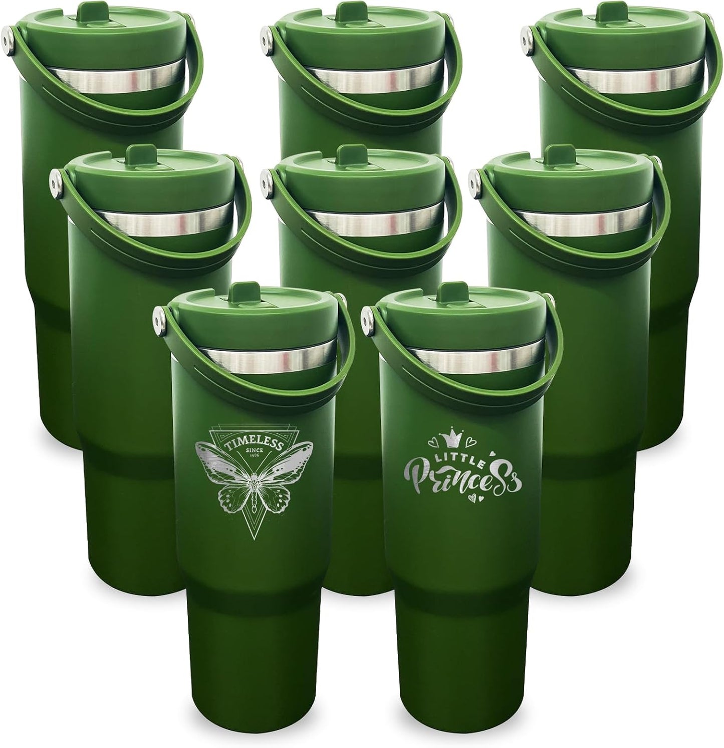Vaso de 30 onzas con asa, vasos aislados al vacío de doble pared co...