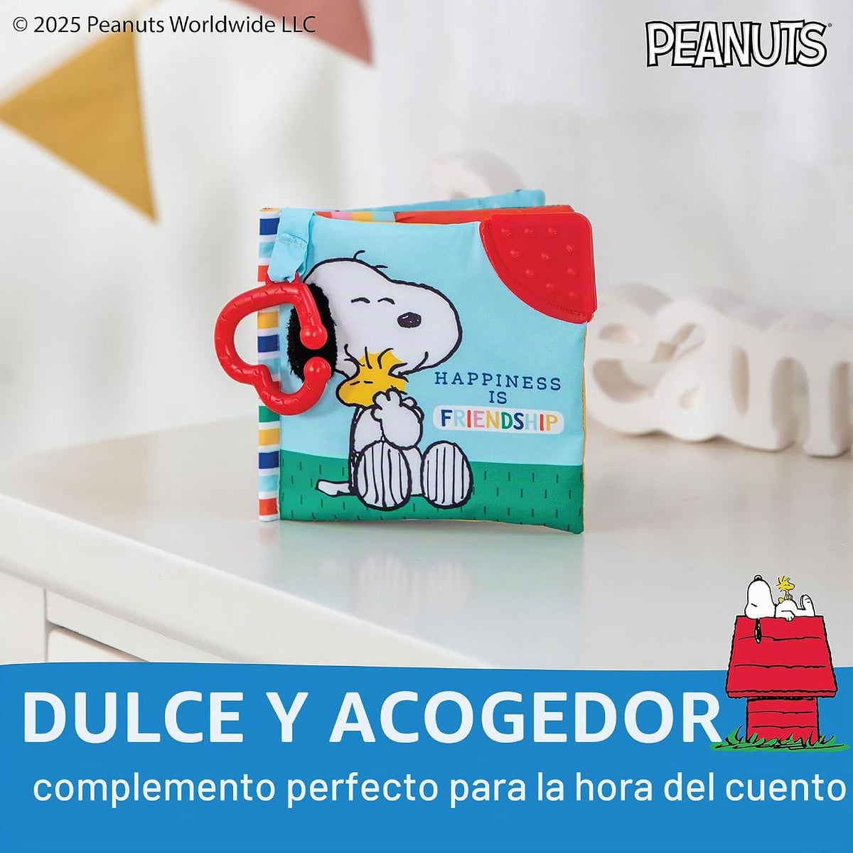 Kids Preferred Peanuts Snoopy Baby Stuff Fun Crinkle Book con clip...