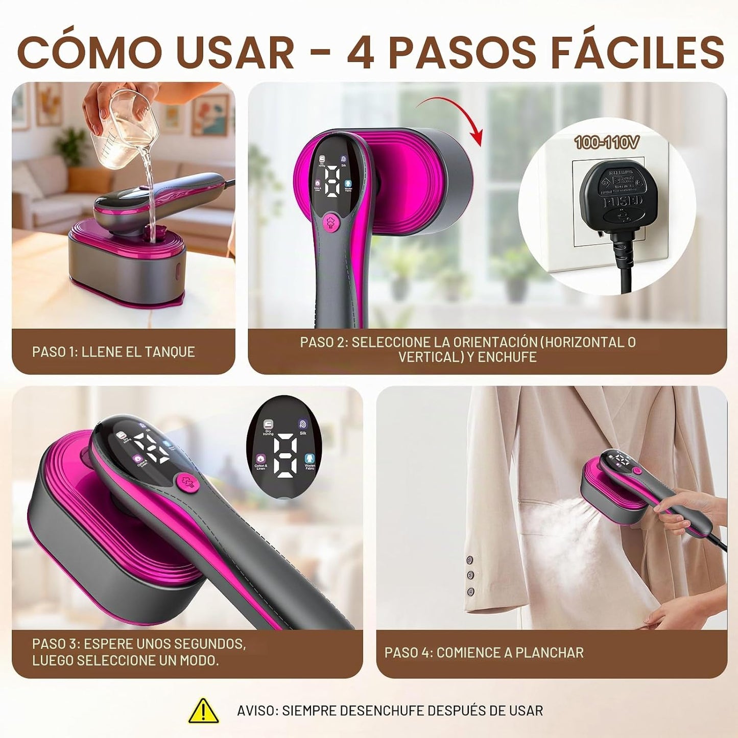 KOKABI Vaporizador de Viaje para Ropa, Plancha de Vapor Seco portát...