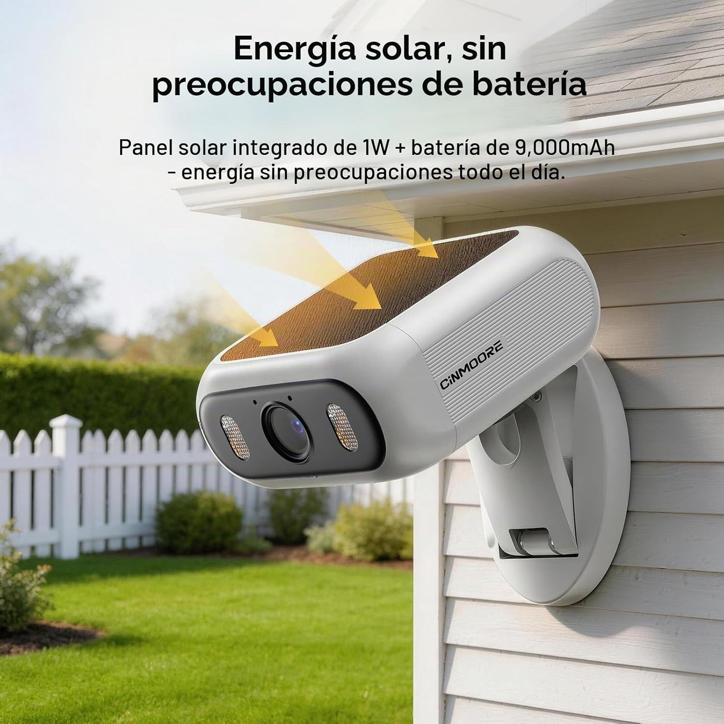 CINMOORE Cámara de seguridad solar inalámbrica para exteriores, cám...